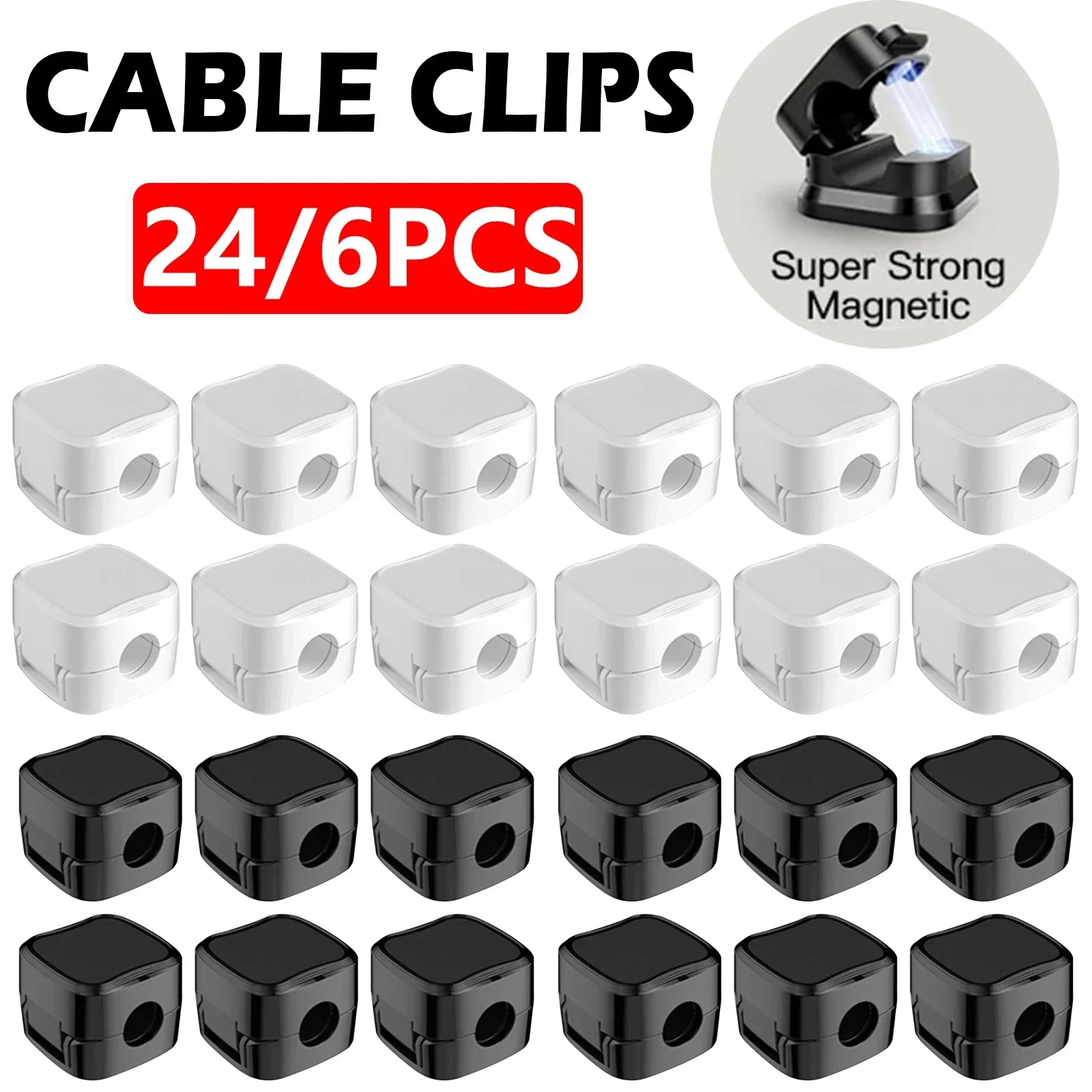 Desk Cable Clip - 6/12/24PCS Magnetic CABLE Organizer คลิปการจัดการสายเคเบิล Wire