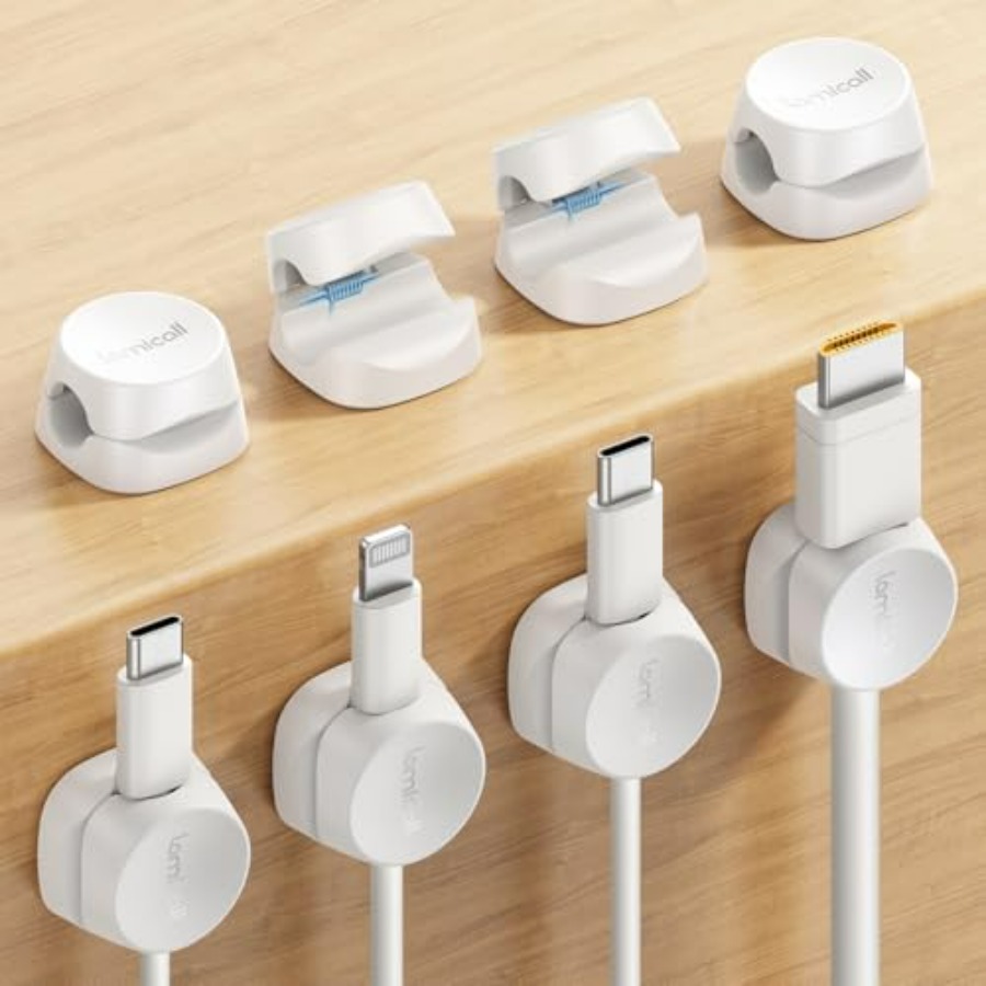 Desk Cable Clip - ที่เก็บสายไฟ 8 ชิ้น, [1s Lock] คลิปจัดสายเคเบิลแบบสปริง