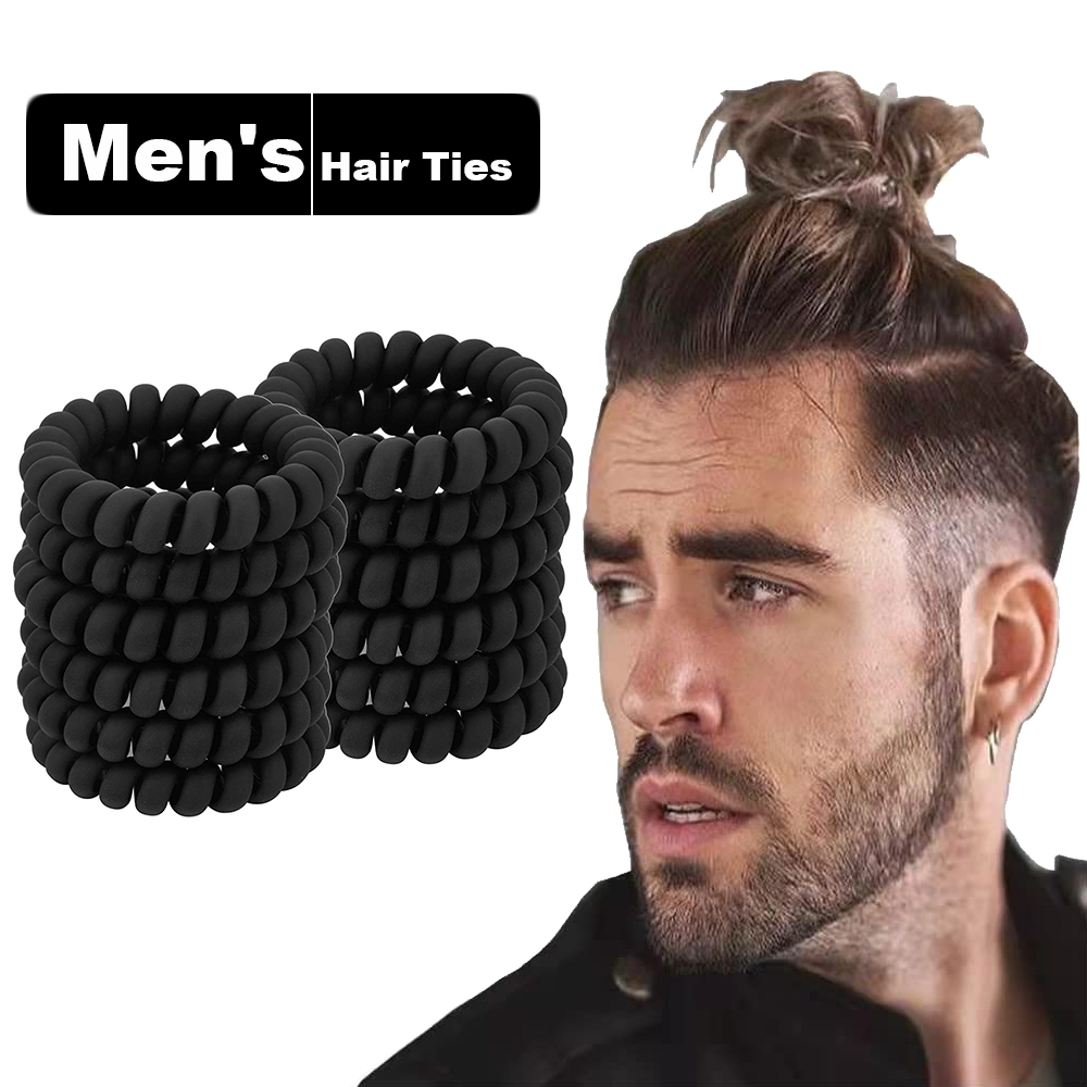 Tech Accessories For Men - สีดําเกลียวผมผูก Matte Elastic Traceless กีฬาผมอุปกรณ์เสริมผมสําหรับชายผมหยิกผมยาวผมหนา