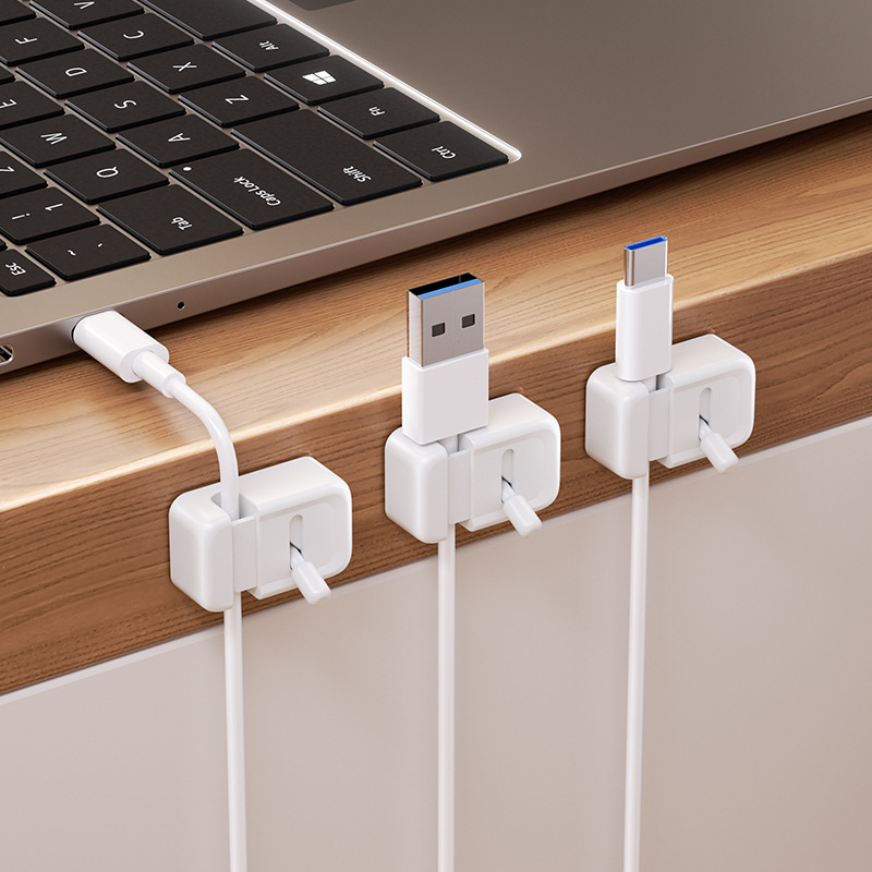 Desk Cable Clip - คลิปจัดการสายเคเบิลสำหรับโต๊ะ - อุปกรณ์จัดระเบียบสายแบบติดขอบโดยไม่ต้องเจาะสำหรับสายชาร์จและสายข้อมูล