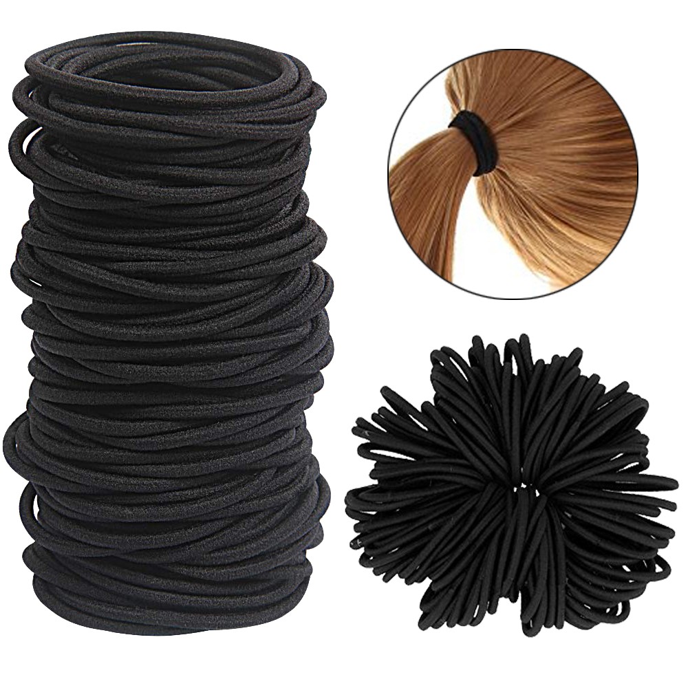Tech Accessories For Men - 10/30/50pcs 4MM สีดําขนาดเล็กผมผูกผมยืดหยุ่นแหวนผู้ถือหางม้าสําหรับ DIY ผู้หญิงหนา CURLY