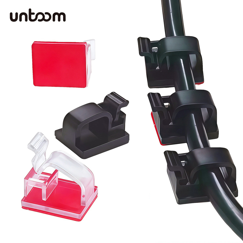 Desk Cable Clip - คลิปหนีบสายไฟแบบมีกาว 20 ชิ้น สำหรับจัดการสายไฟ ที่ยึดสายไฟ สำหรับใต้โต๊ะ