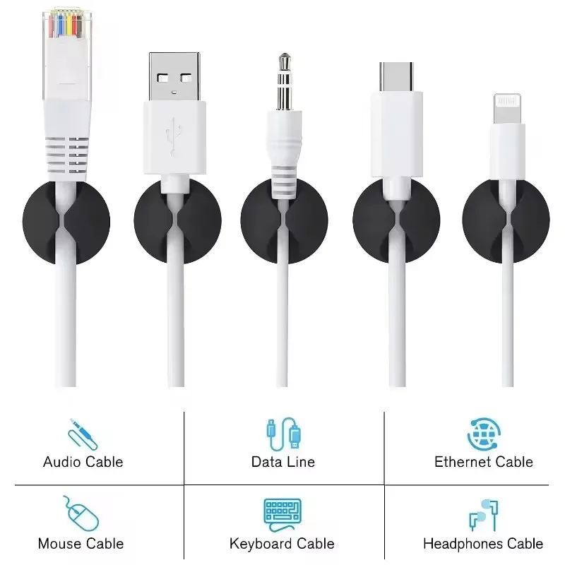 คลิปหนีบสายไฟ 5/50 ชิ้น ที่เก็ - Desk Cable Clip บทวิจารณ์และราคา