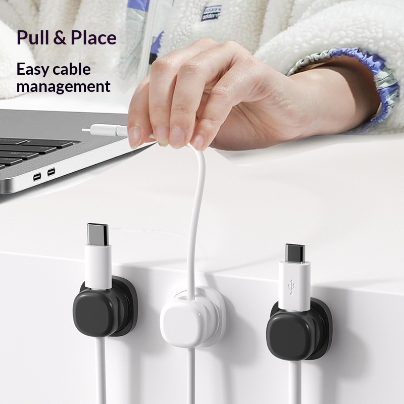 ที่เก็บสายเคเบิลแบบหมุนได้ 6 ช - Desk Cable Clip บทวิจารณ์และราคา