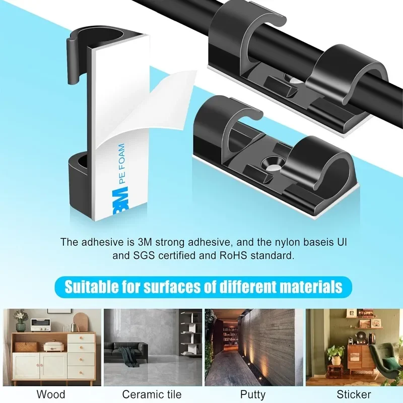 ที่ยึดสายไฟ ที่หนีบสายเคเบิลแบ - Desk Cable Clip บทวิจารณ์และราคา